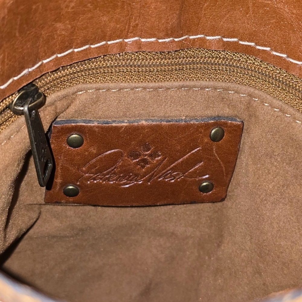Patricia Nash Venezia Heritage Crossbody Purse Leather Bag Brown 9.5" X 8.5" - Picture 12 of 15